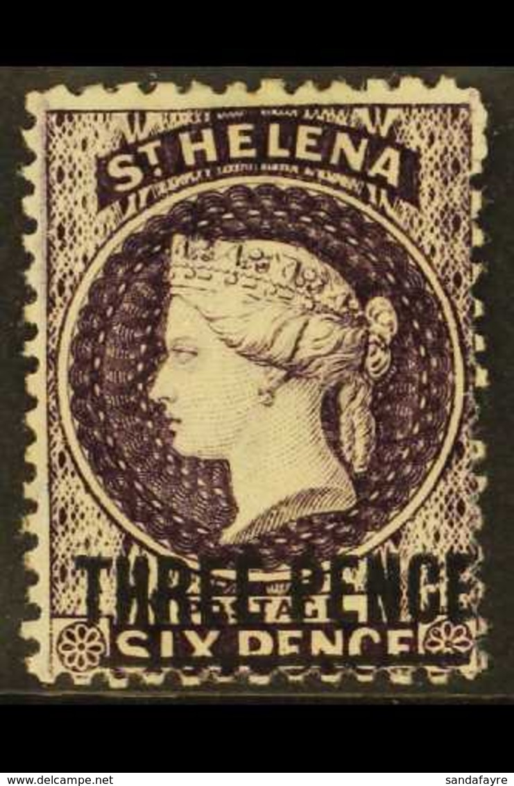 1864-80  3d Deep Dull Purple With Type A Surcharge, Perf 12½, SG 12, Mint With Original Gum And Lovely Fresh Colour. For - Isola Di Sant'Elena