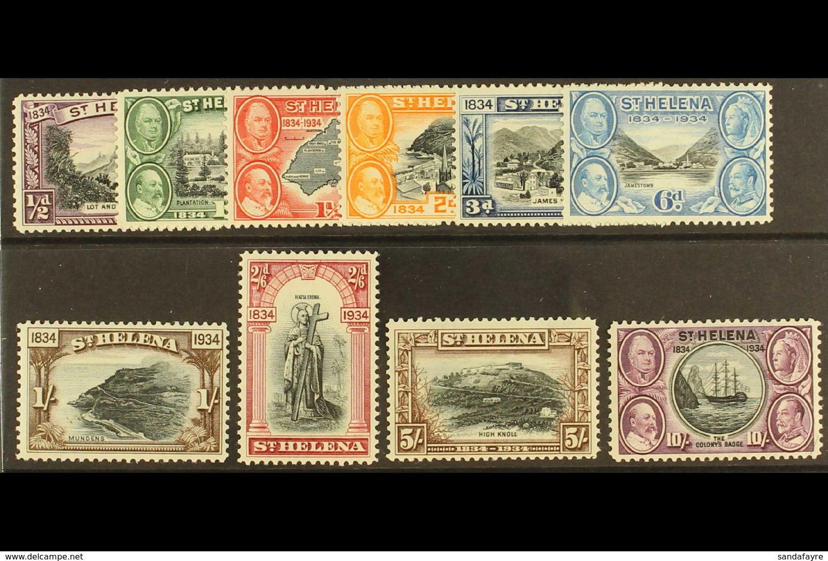 1934  Centenary Set Complete, SG114/23, Mint Lightly Hinged (10 Stamps) For More Images, Please Visit Http://www.sandafa - Isola Di Sant'Elena