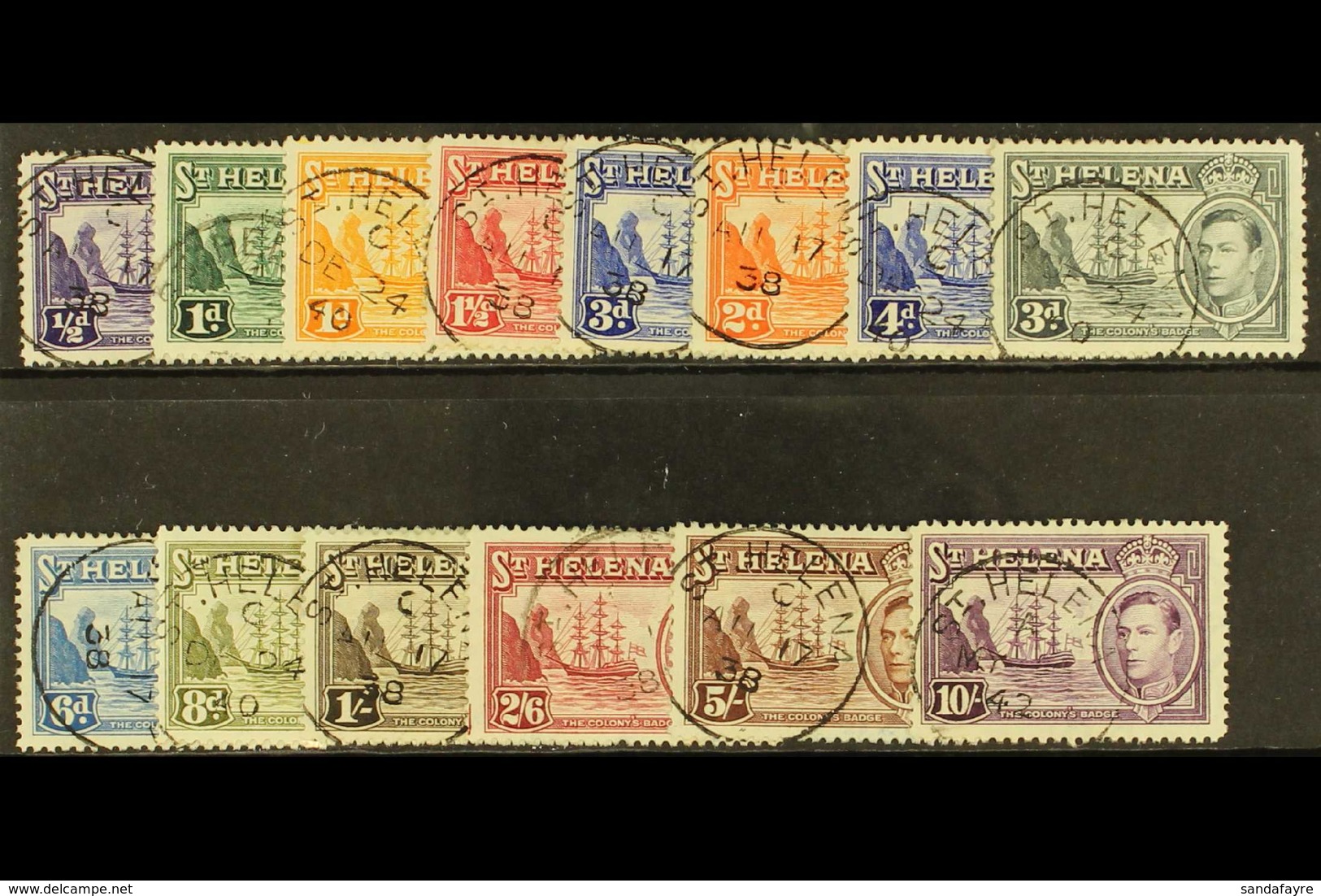 1938-44  Complete Set, SG 131/140, Fine Cds Used. (14 Stamps) For More Images, Please Visit Http://www.sandafayre.com/it - St. Helena