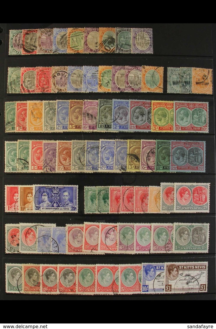 1903-51 ATTRACTIVE USED COLLECTION  Incl. 1903 Set To 2s.6d, 1905-18 Most To 1s, 1920-22 Set To 10s, 1921-29 Values To 2 - St.Kitts Und Nevis ( 1983-...)