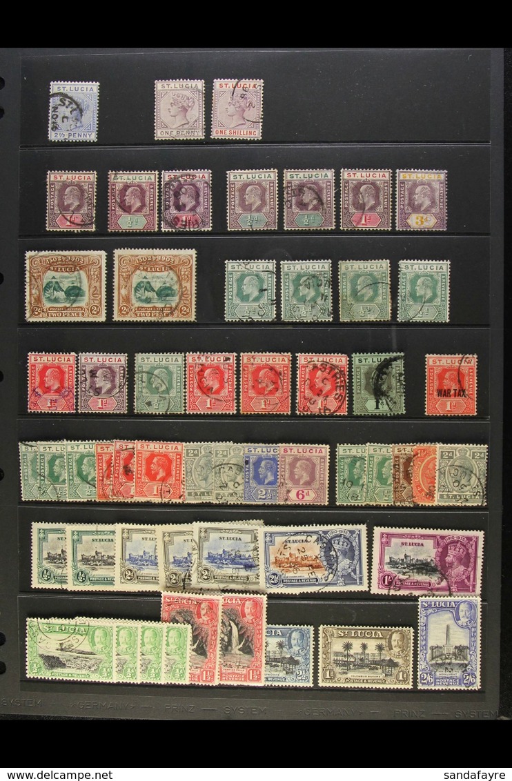 1883-1952 USED ACCUMULATION  Includes QV "Tablet" Types To 1s, KEVII To 1s, KGV Defins To 6d, Jubilee Set, Pictorials To - St.Lucia (...-1978)