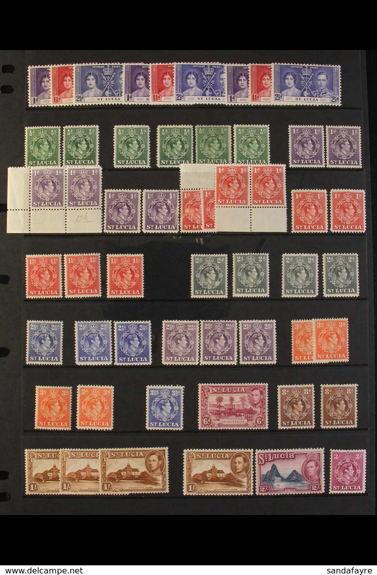 1937-1951 FINE MINT COLLECTION  With Light Duplication On Stock Pages, Includes 1938-48 Set To £1 With Most Perforation  - St.Lucia (...-1978)