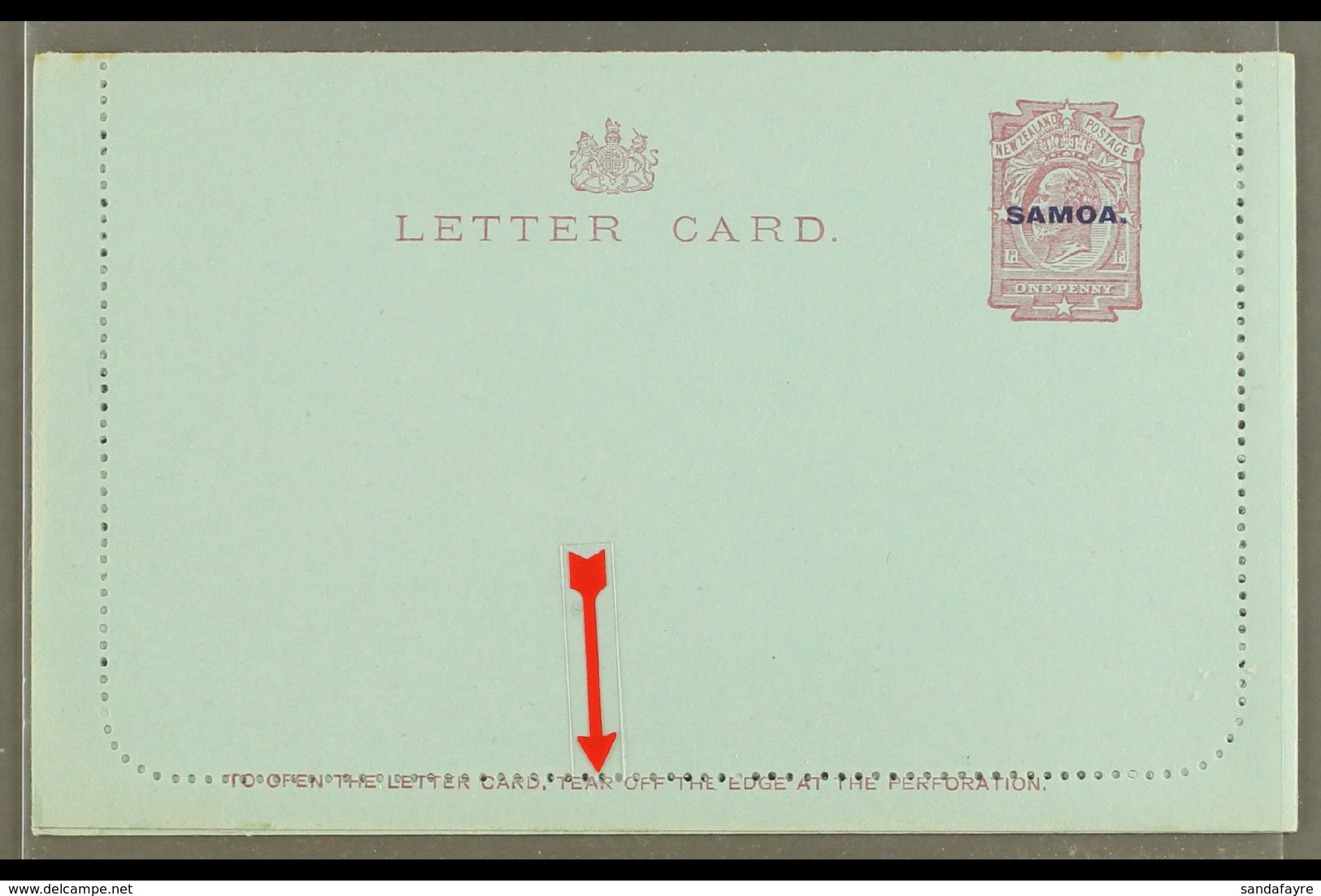 1914 LETTER CARD  1d Dull Claret On Blue, Inscription 94mm, H&G 1a, Unused, Broken Second "T" In "LETTER CARD," Clean &  - Samoa (Staat)
