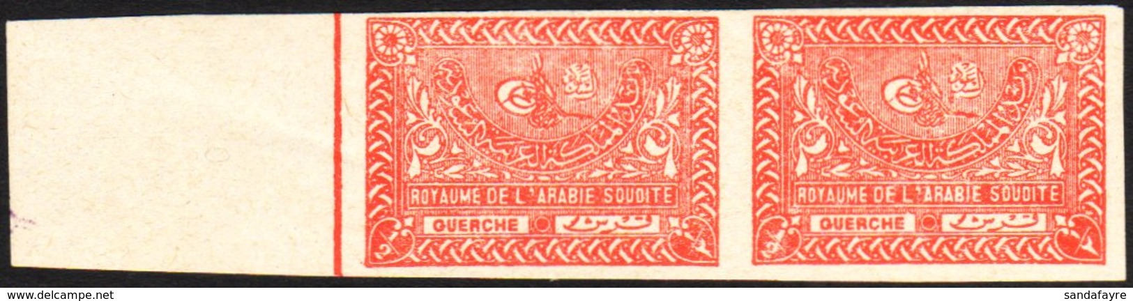1934-57  ½d Deep Rose-red Horizontal IMPERF PAIR, SG 331, Never Hinged Mint, A Few Minor Wrinkles, Fresh & Scarce. (2 St - Saudi-Arabien