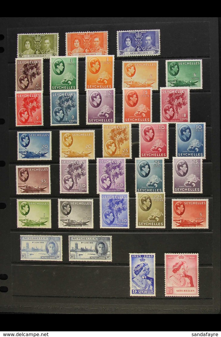 1937-1952 KGVI PERIOD COMPLETE VERY FINE MINT  A Delightful Complete Basic Run, SG 132 Through To SG 172 Including Both  - Seychellen (...-1976)