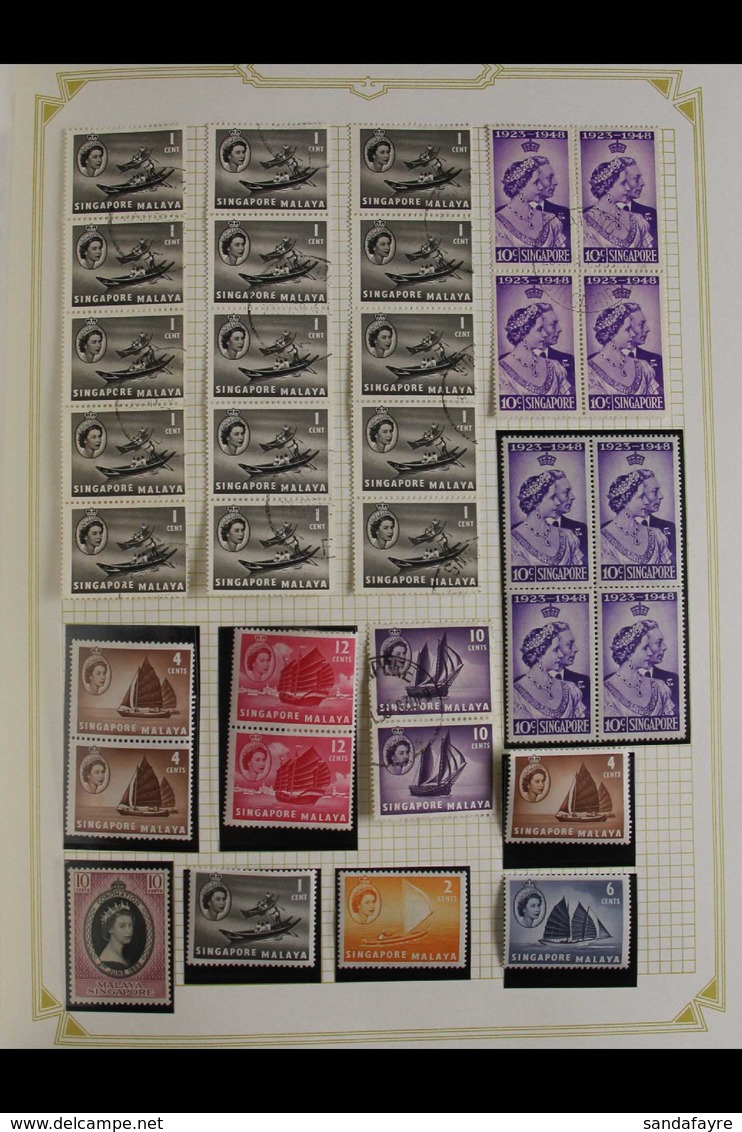 1948-1980 BALANCE COLLECTION  Mint And Used Duplicated Ranges In An Album, Includes 1948 (perf 14) Defins To $5 X3 Used, - Singapur (...-1959)