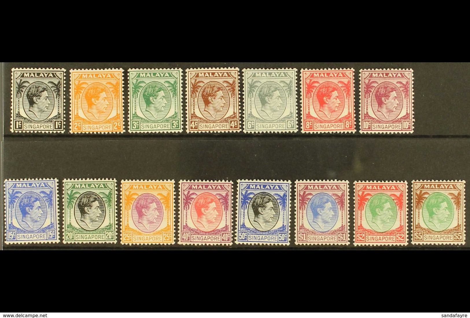 1948-52  Complete KGVI Perf.. 14 Set, SG 1/15, Superb Never Hinged Mint. (15 Stamps) For More Images, Please Visit Http: - Singapur (...-1959)