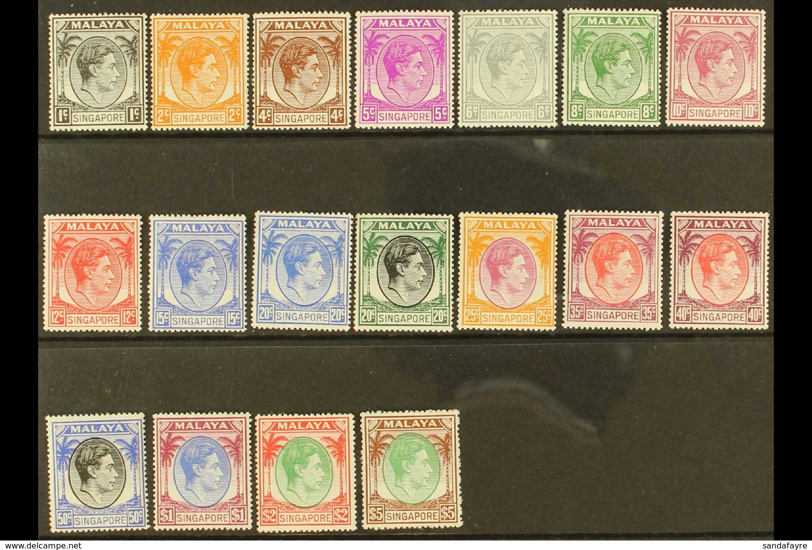 1949-52  Complete KGVI Perf.. 17½x18 Set, SG 16/30, Superb Never Hinged Mint. (18 Stamps) For More Images, Please Visit  - Singapur (...-1959)