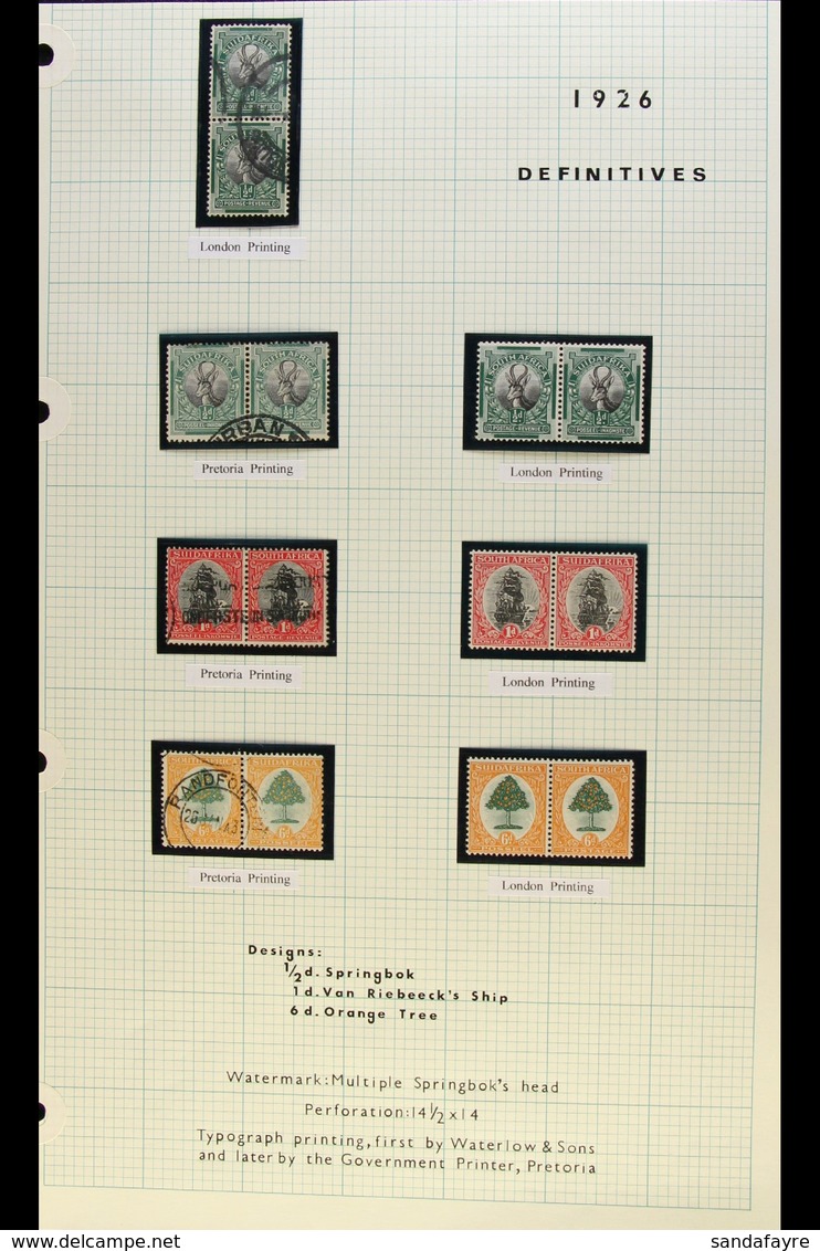 1926-7 DEFINITIVES  FINE MINT & USED COLLECTION - Includes London Printing Mint Set & Pretoria Printing Used Set, All Va - Ohne Zuordnung