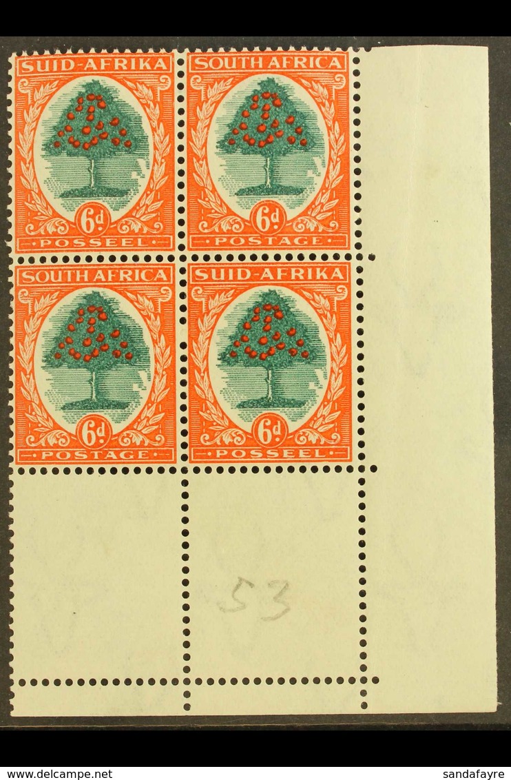 1933-48  6d Green & Orange-vermilion, Die II, SG 61c, Never Hinged Mint Corner Block Of 4. For More Images, Please Visit - Ohne Zuordnung