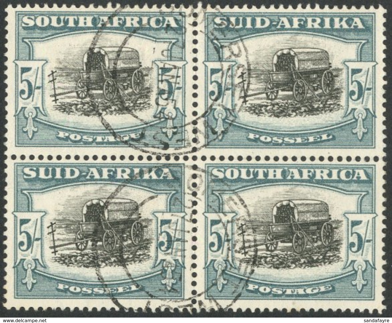 1947-54  5s Black And Pale Blue Green SG 122, Superb Cds Used Block Of Four.  For More Images, Please Visit Http://www.s - Ohne Zuordnung