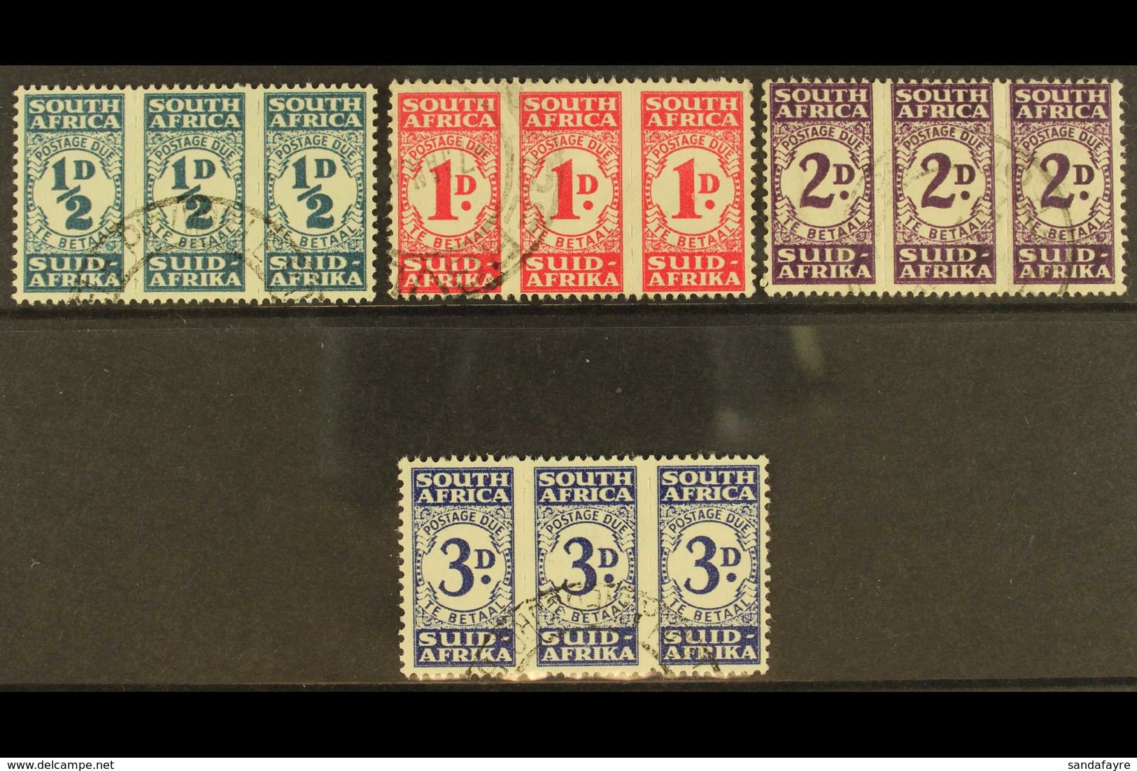 POSTAGE DUES  1943 Wartime Issue In Strips Of 3, SG D30/3, Very Fine Mint. (4 Strips) For More Images, Please Visit Http - Ohne Zuordnung