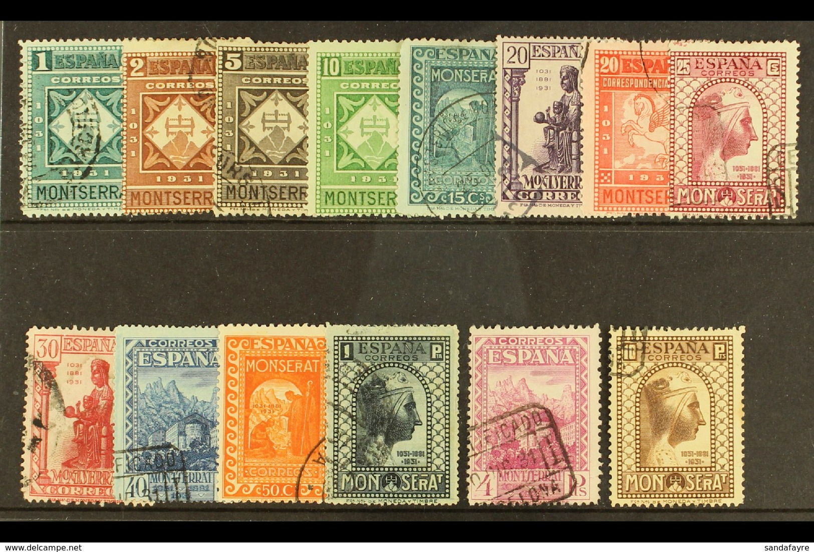 1931  Montserrat Monastery Set Complete Including Express, SG 713/725,E731, Very Fine Used (10c Og). (14 Stamps) For Mor - Sonstige & Ohne Zuordnung