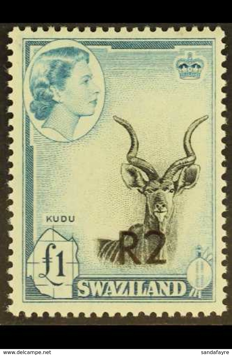 1961  2r On £1 Kudu, Type II Surcharge At Bottom, SG 77b, Never Hinged Mint. For More Images, Please Visit Http://www.sa - Swasiland (...-1967)