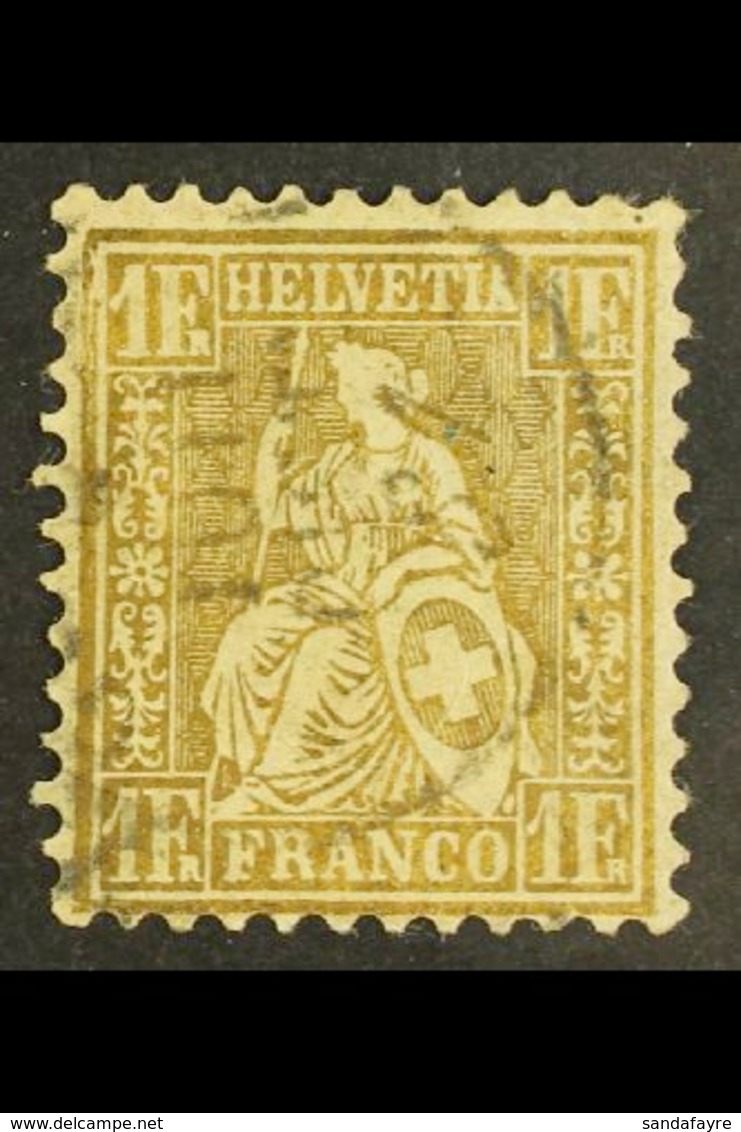 1862-4  1f Bronze-gold, Perf.11½, Impressed Watermark, Zumstein 36a, SG 60, Very Fine Used. For More Images, Please Visi - Sonstige & Ohne Zuordnung