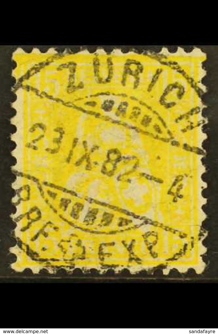 1881  15c Lemon-yellow Sitting Helvetia Granite Paper (Michel 39, SG 108), Fine Used With Superb Fully Dated "Zurich" Cd - Sonstige & Ohne Zuordnung
