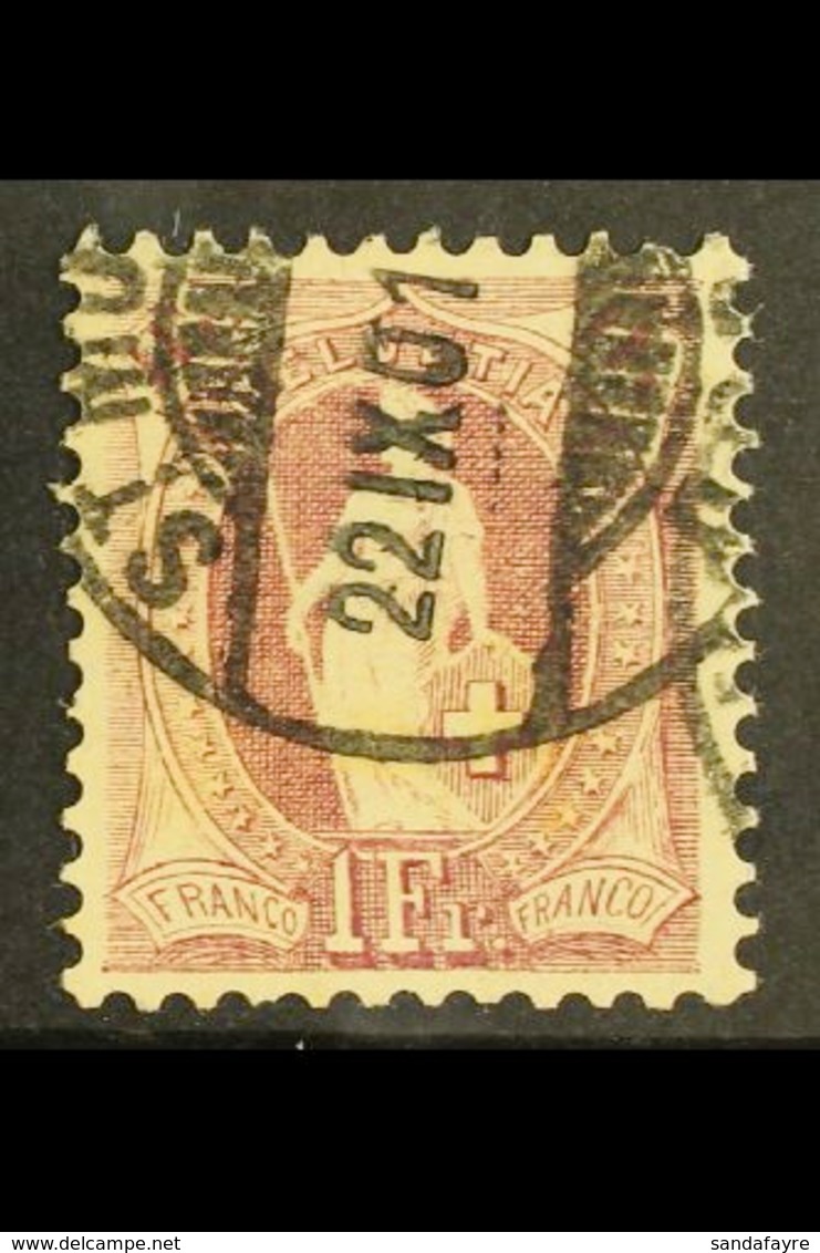 1882-1903  1f Claret, Perf.11½x12, Impressed Watermark, Zumstein 71E, SG 160, Very Fine Used. For More Images, Please Vi - Sonstige & Ohne Zuordnung