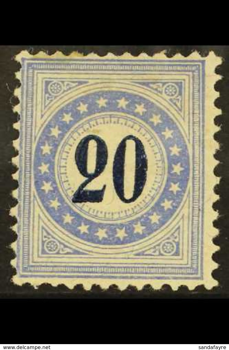 POSTAGE DUE  1882 20c Blue Granite Paper Frame Type II Normal (Michel 11 N, SG D117A), Mint, Tiny Thin, Very Fresh. For  - Sonstige & Ohne Zuordnung
