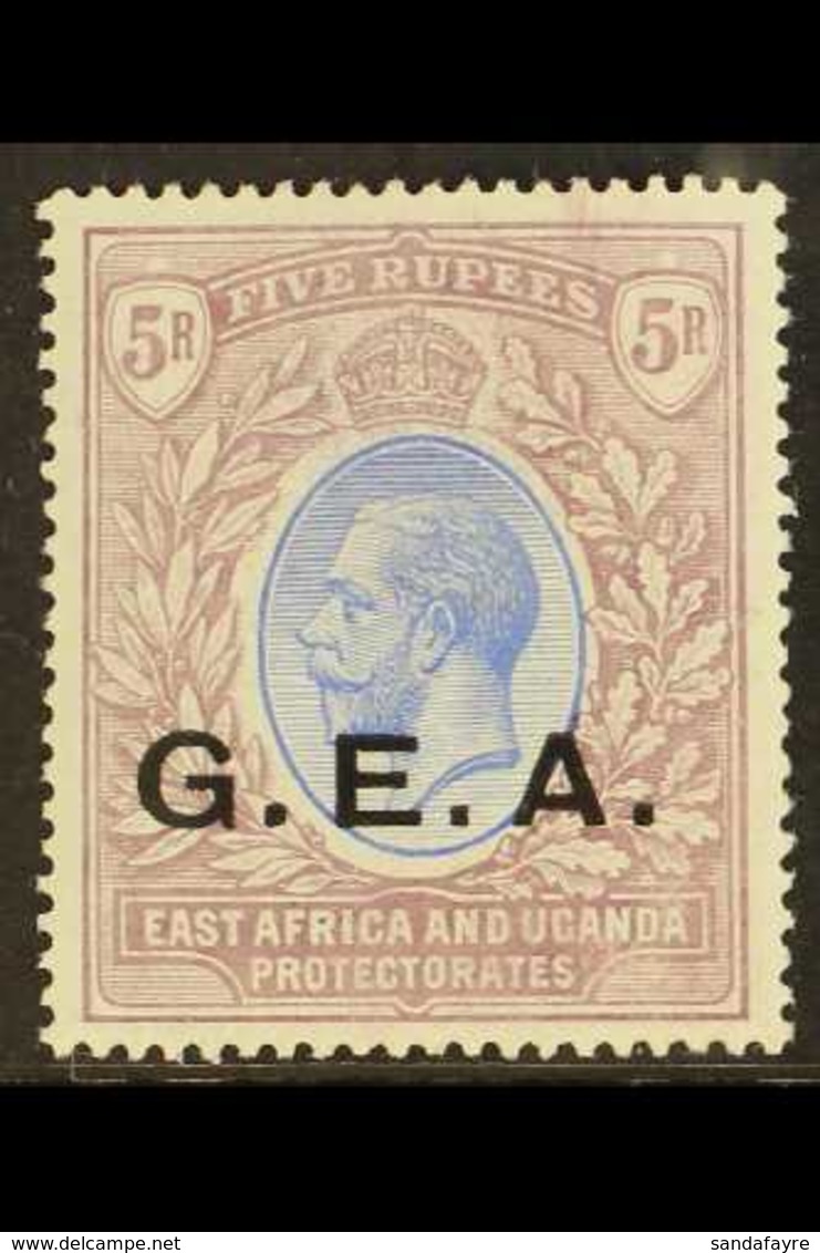 1921  5R Blue And Dull Purple, Watermark Mult Script CA, SG 68, Very Fine Mint. For More Images, Please Visit Http://www - Tanganyika (...-1932)