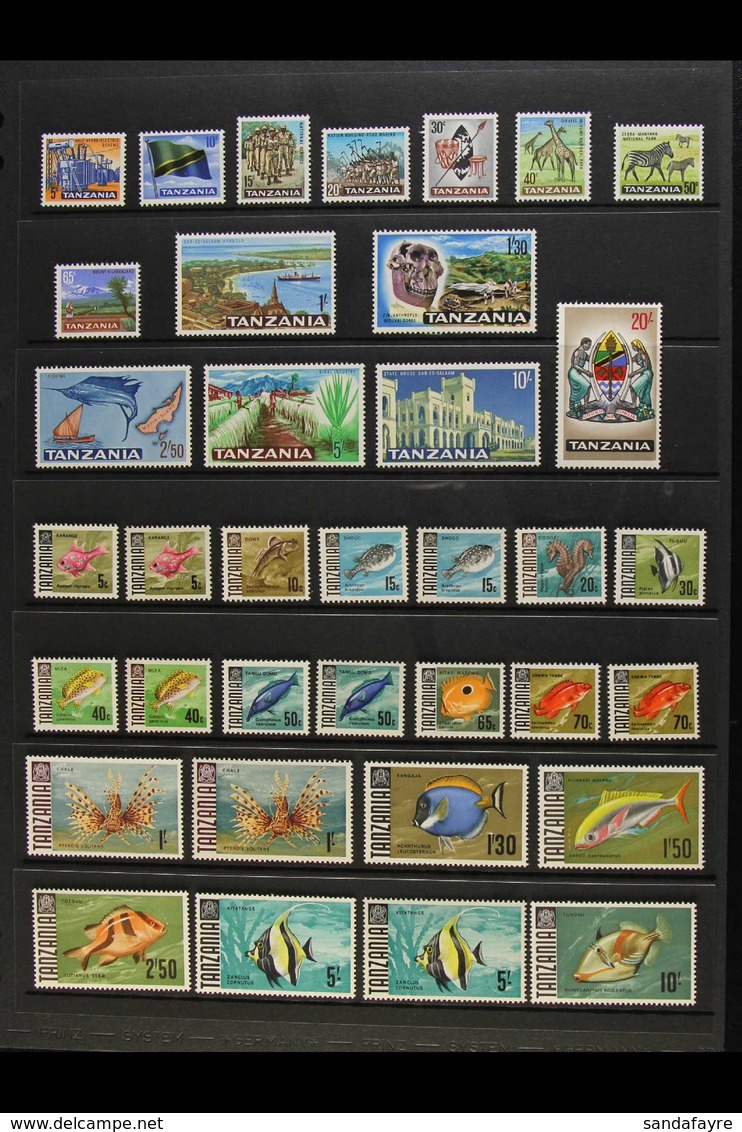 1965-1975 VERY FINE MINT COLLECTION.  An ALL DIFFERENT Collection Of Sets Plus Some Glazed Paper Variants To 20s, Offici - Tansania (1964-...)