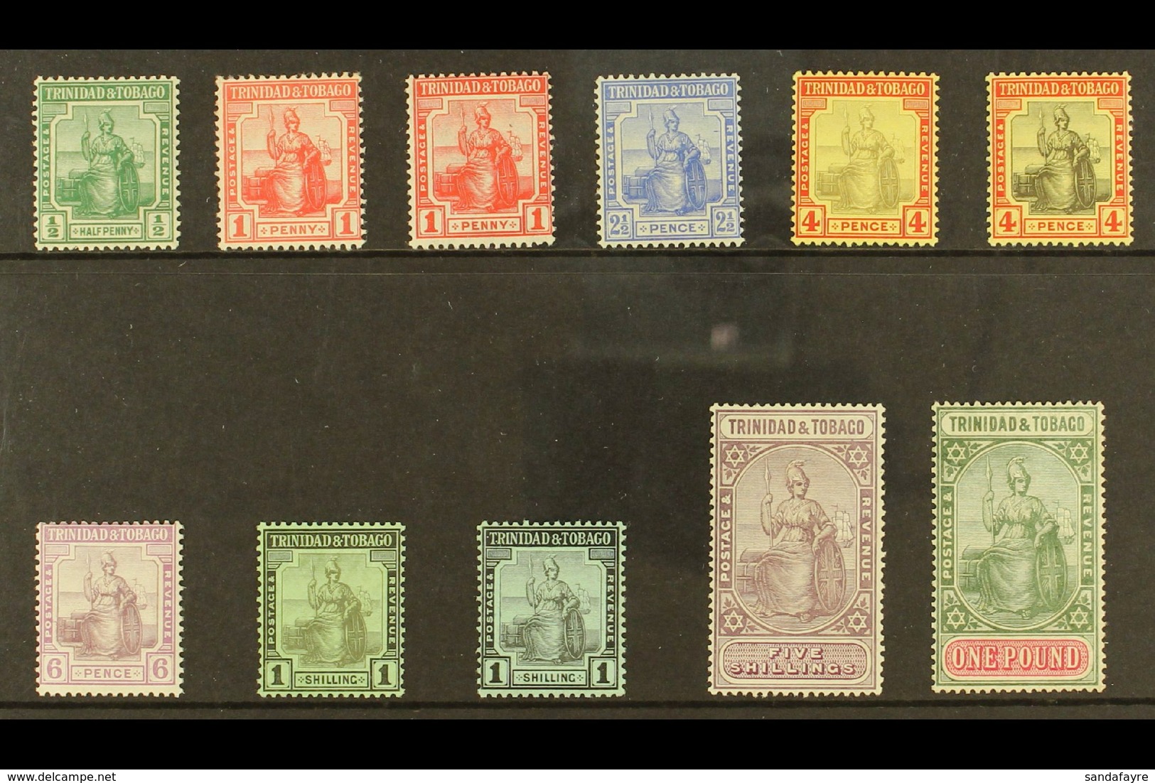 1913-23  Britannia Set Plus Additional 1d & 4d Shades, SG 149/56, SG 150a, SG 154a, Never Hinged Mint With 5s Value Very - Trinidad & Tobago (...-1961)