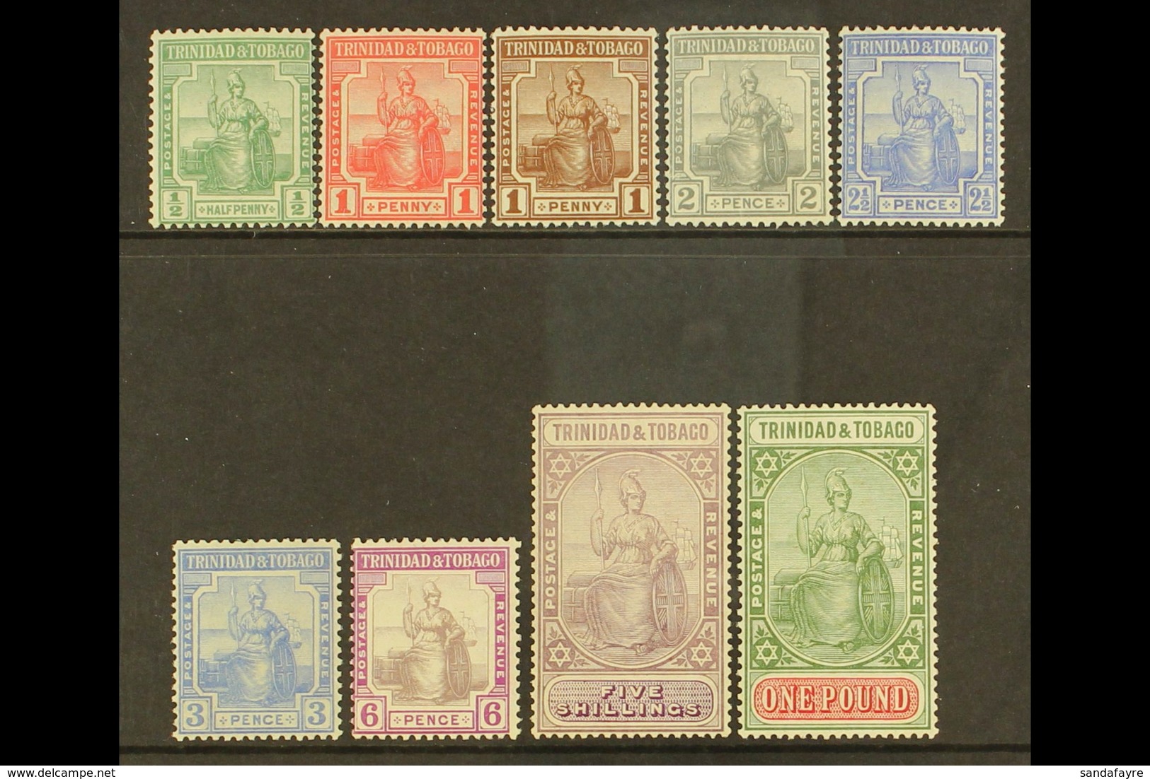 1921-22  Britannia Set, SG 206/15, Never Hinged Mint (9 Stamps) For More Images, Please Visit Http://www.sandafayre.com/ - Trinidad & Tobago (...-1961)