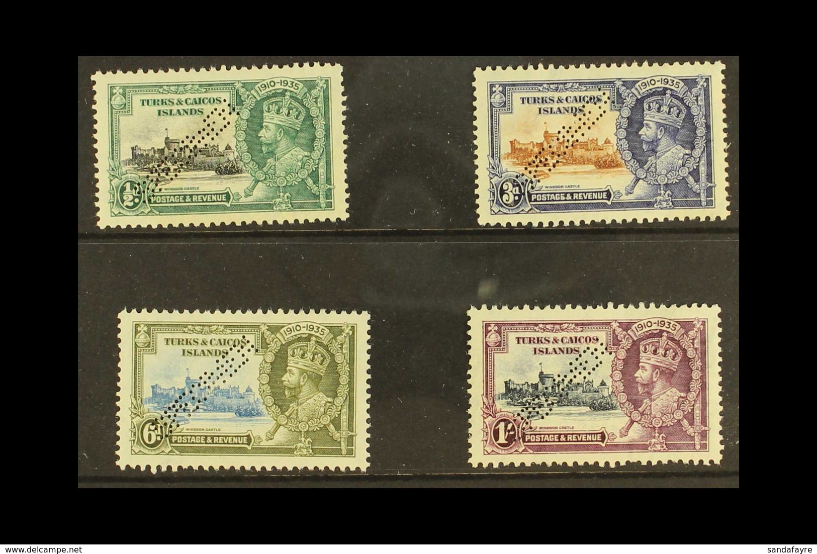 1935  Silver Jubilee Set, Perforated "Specimen", SG 187s/9s, Fine Mint, Large Part Og. (4 Stamps) For More Images, Pleas - Turks & Caicos