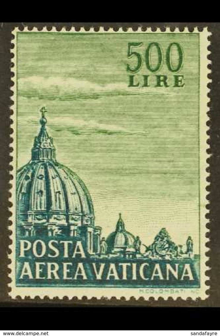 1958  500L Green St Peter's Cupola Air Mail, Variety " Comb Perf 14", Sassone 33/l, Very Fine Never Hinged Mint. A Great - Sonstige & Ohne Zuordnung