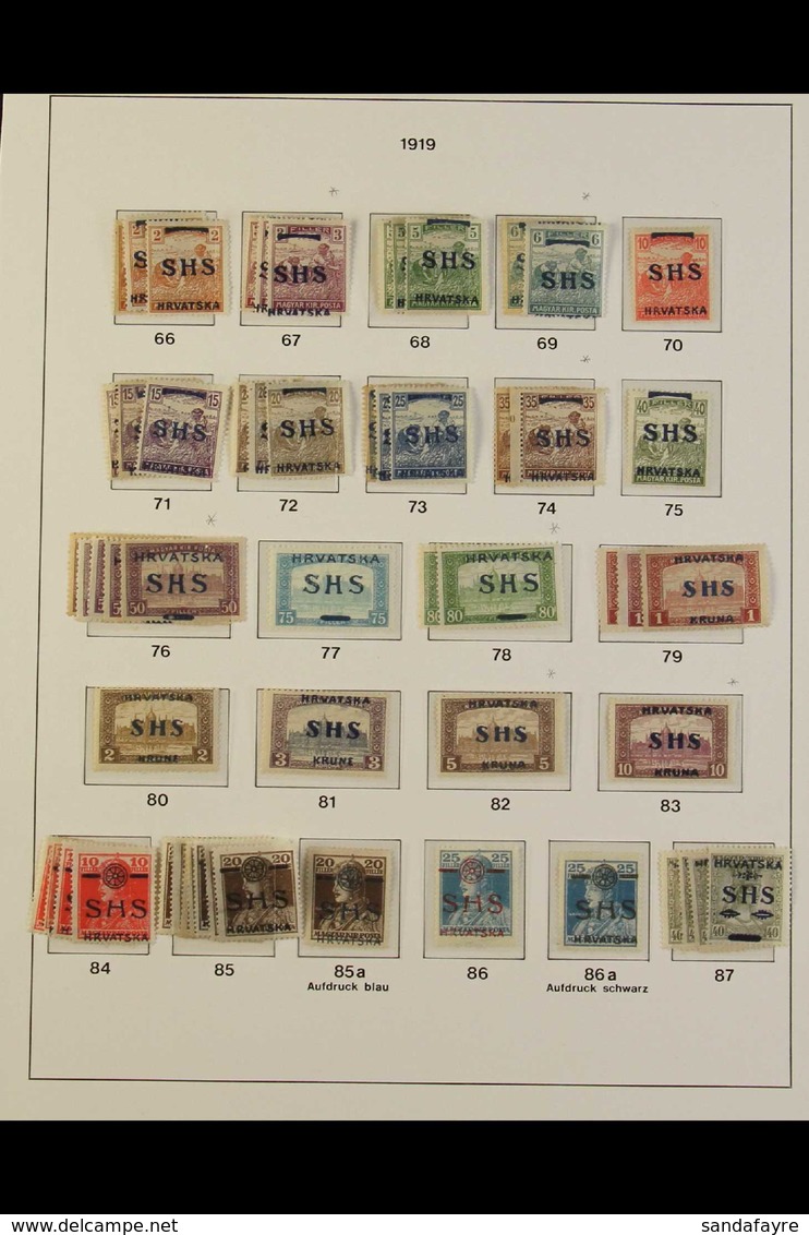 1918-1919 ISSUES FOR CROATIA.  FINE MINT COLLECTION With Light Duplication In Hingeless Mounts On Leaves, Includes 1918  - Sonstige & Ohne Zuordnung