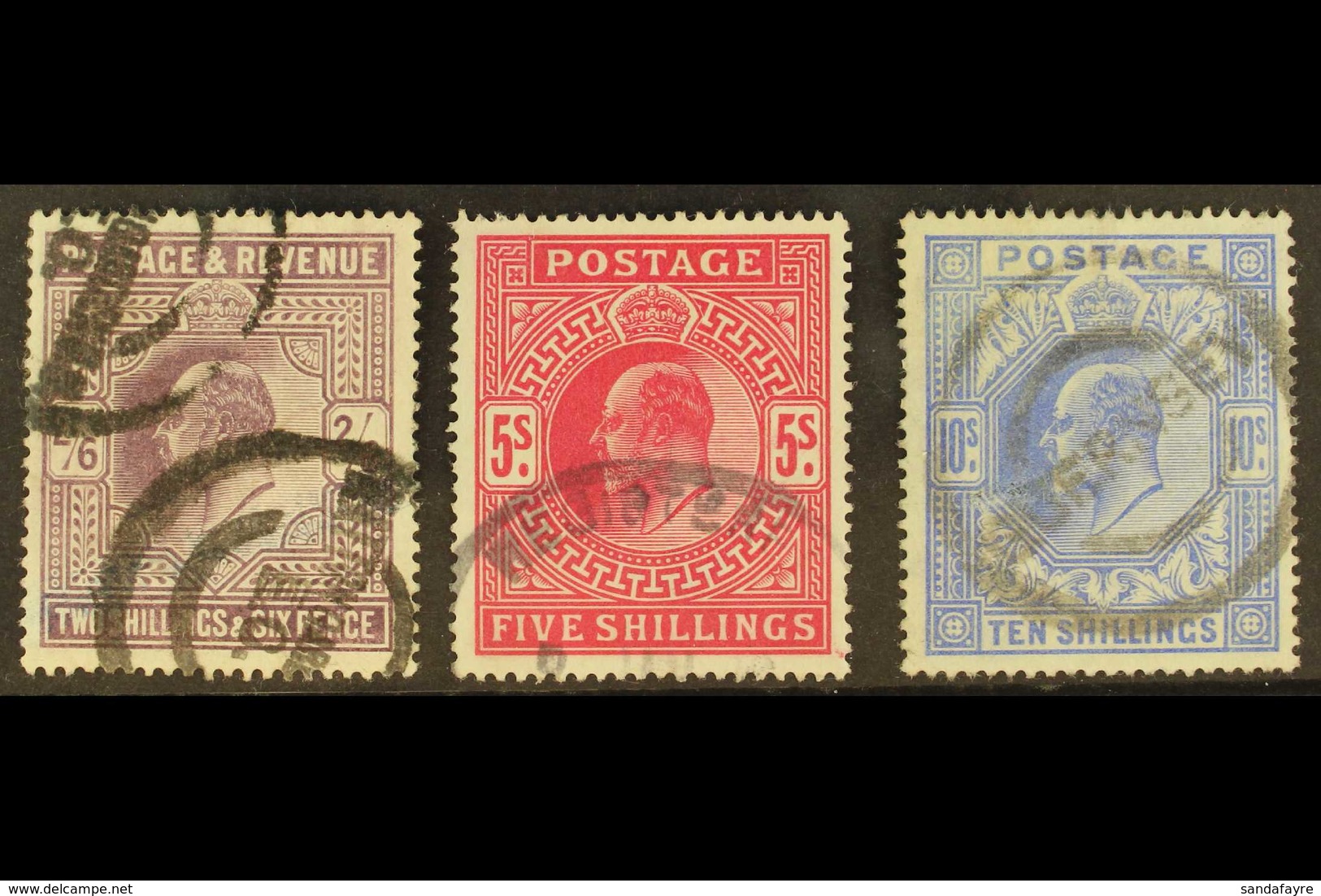 1902-10  2s6d, 5s & 10s KEVII High Values, SG 262-265, Good Used. (3 Stamps) For More Images, Please Visit Http://www.sa - Ohne Zuordnung