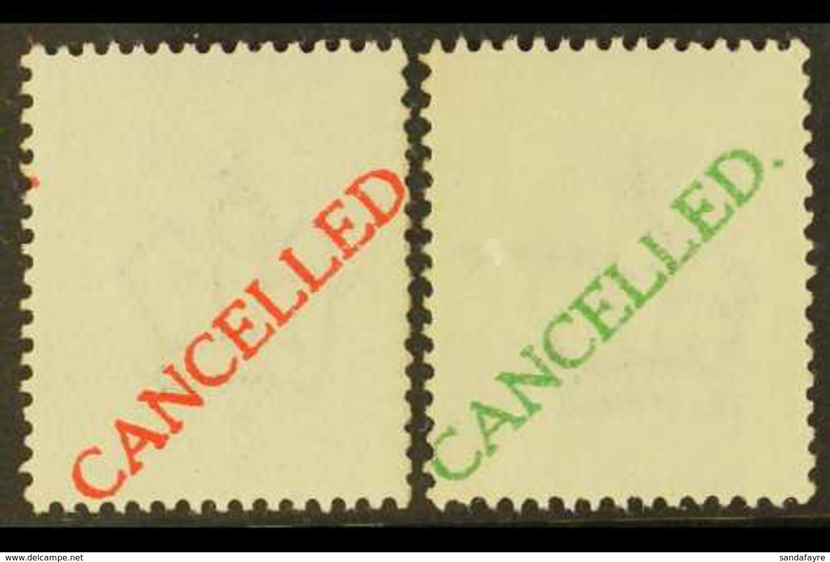 1911  Two Blank Stamp Size Perforated Pieces Of Imperial Crown Watermarked Gummed Paper, Both Overprinted With Diagonal  - Ohne Zuordnung