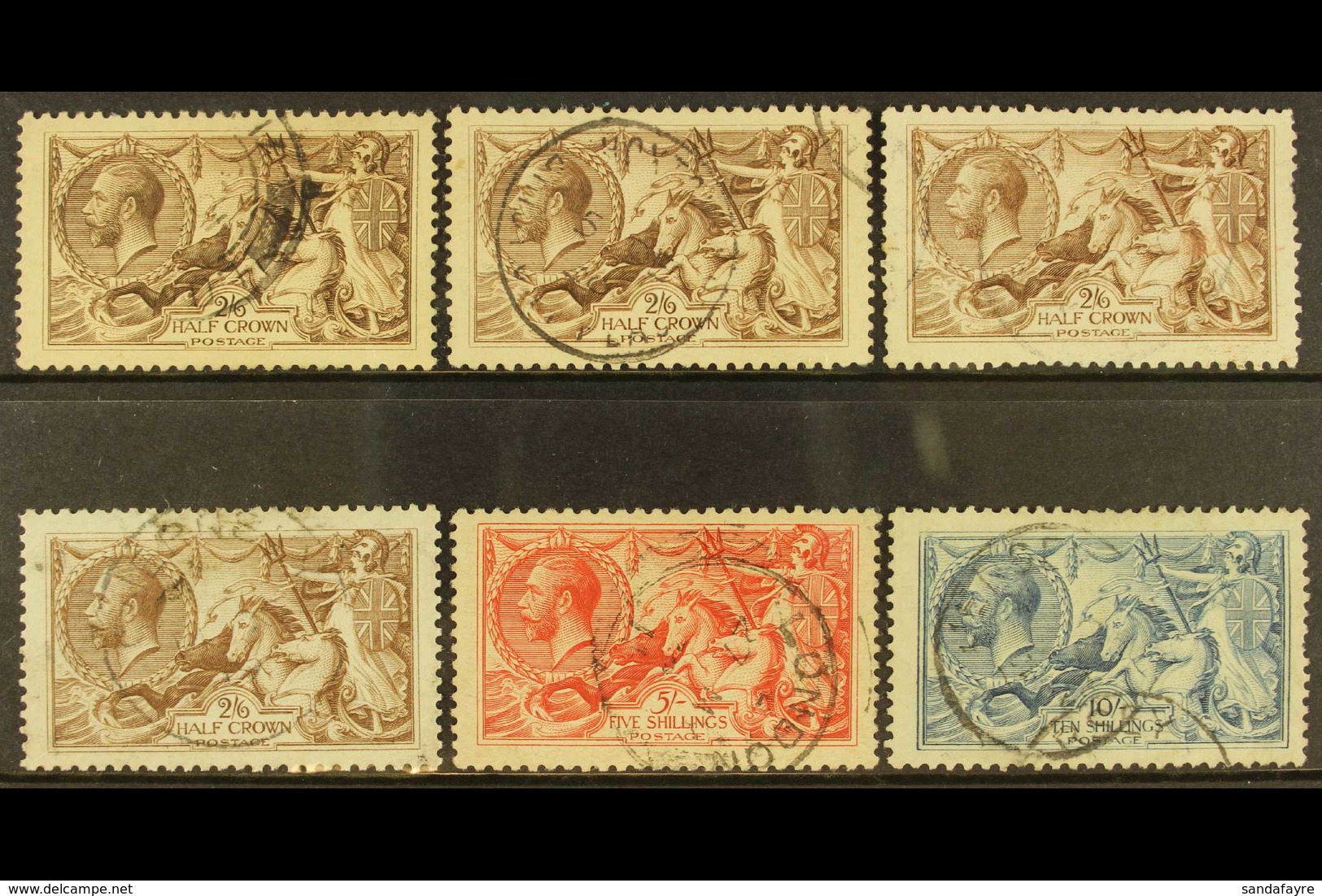 1918-19  Bradbury Seahorses Complete Set Inc Four 2s6d Shades, SG 413a/17, Cds Used, Some With Minor Perforation Imperfe - Ohne Zuordnung