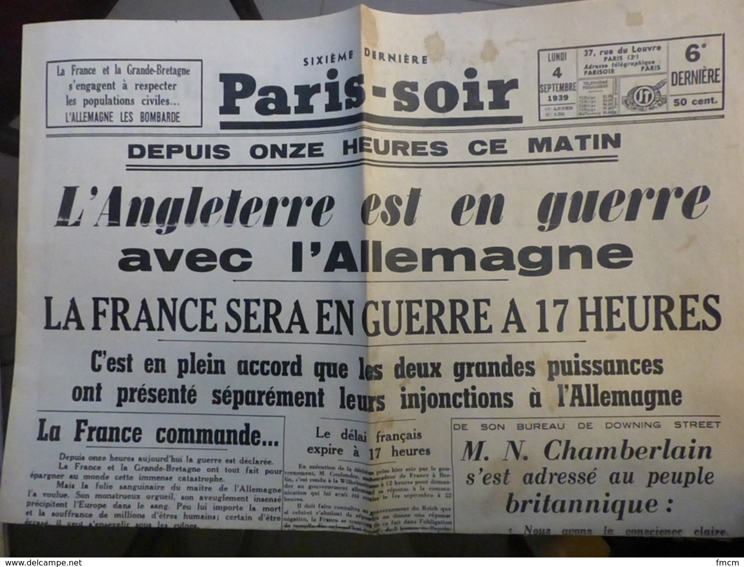 Paris-Soir 4 Septembre 19399 - Autres & Non Classés