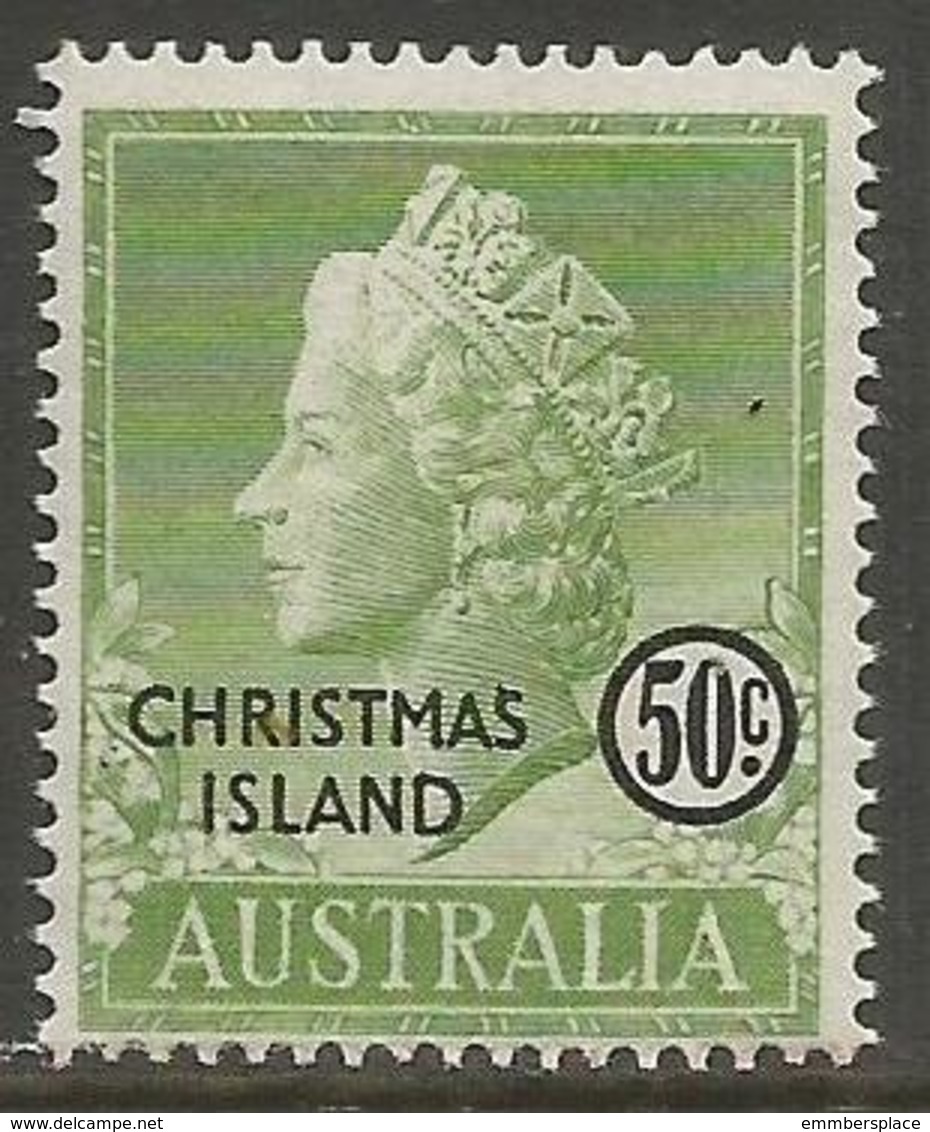 Christmas Island - 1958 Queen Elizabeth II Australia O/p 50c  MNH**  Sc 9 - Christmas Island