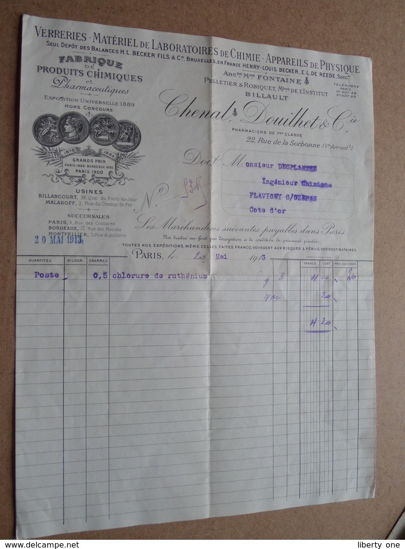 Chenal , Douilhet & Cie - Paris / 1913 > Desplantes ( Correspondance / Facture / Bon De Commande ) ! - 1900 – 1949