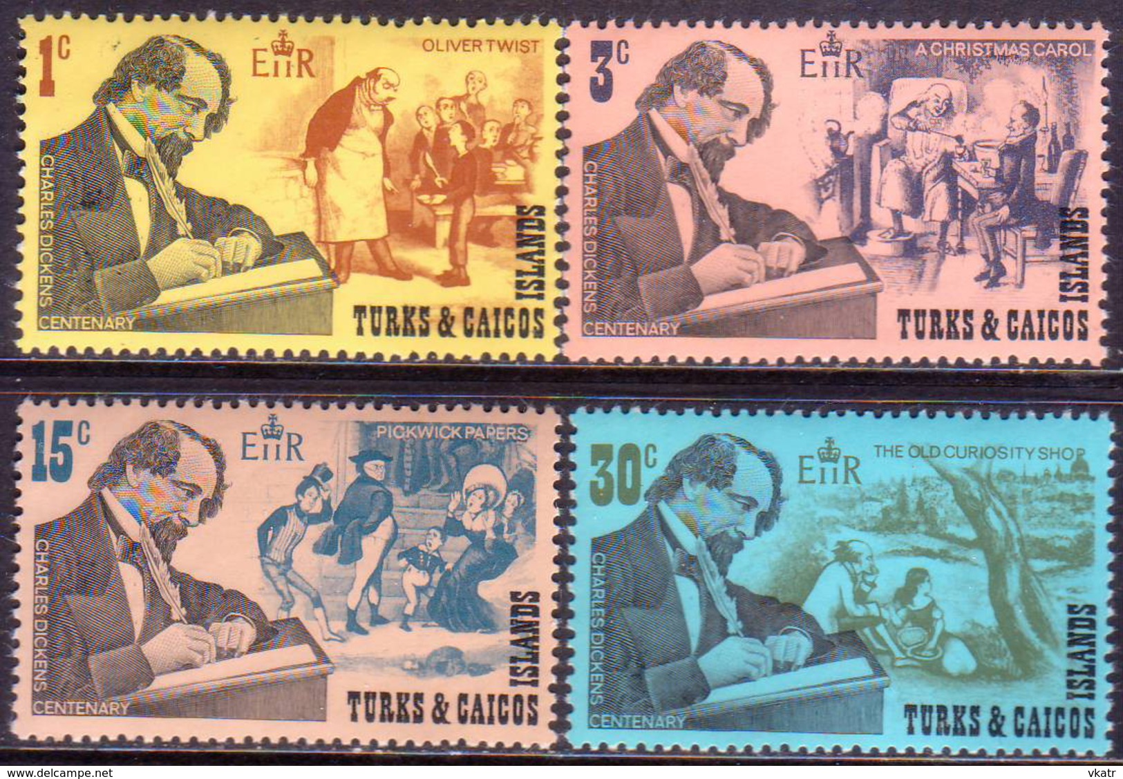 TURKS AND CAICOS ISLANDS 1970 SG #321-24 Compl.set MNH Charles Dickens - Turks And Caicos