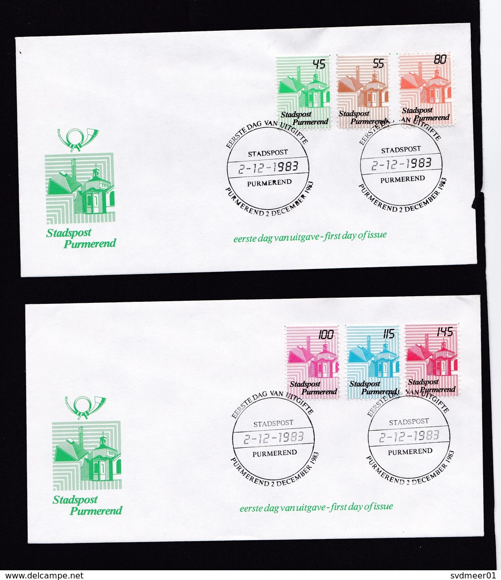 Netherlands: 2x First Day Cover 1983, Private Local Post Service Stadspost Purmerend, 6 Stamps, Building (traces Of Use) - Andere & Zonder Classificatie