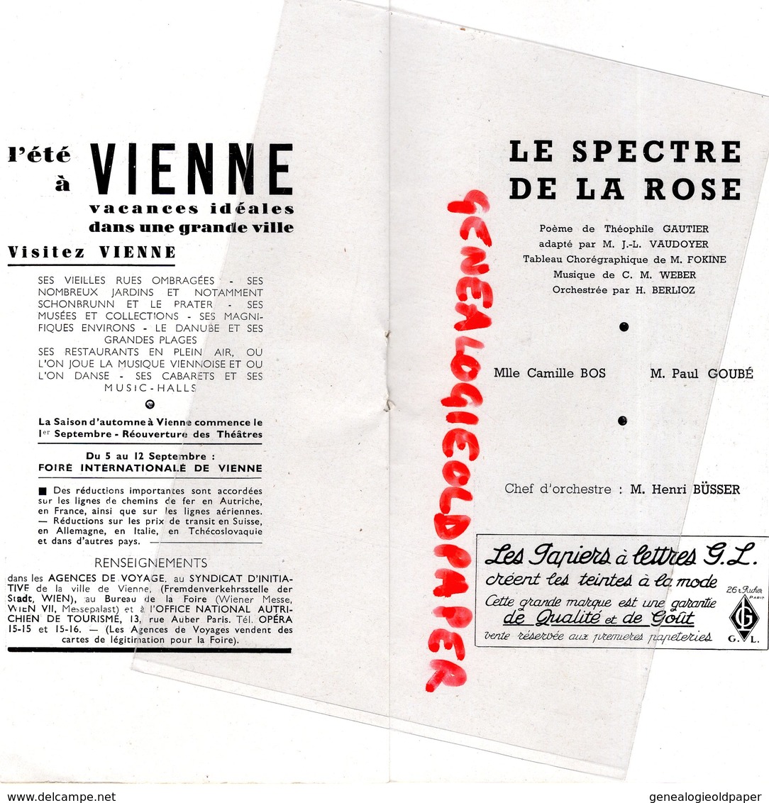 75- PARIS- PROGRAMME ACADEMIE NATIONALE MUSIQUE DANSE-OPERA- 1937-HAMLET-SPECTRE ROSE-L' AIGLON-MAROUF-NARCON-NORE-