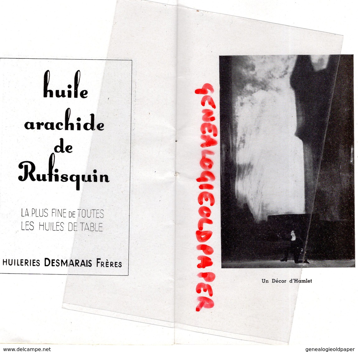 75- PARIS- PROGRAMME ACADEMIE NATIONALE MUSIQUE DANSE-OPERA- 1937-HAMLET-SPECTRE ROSE-L' AIGLON-MAROUF-NARCON-NORE-