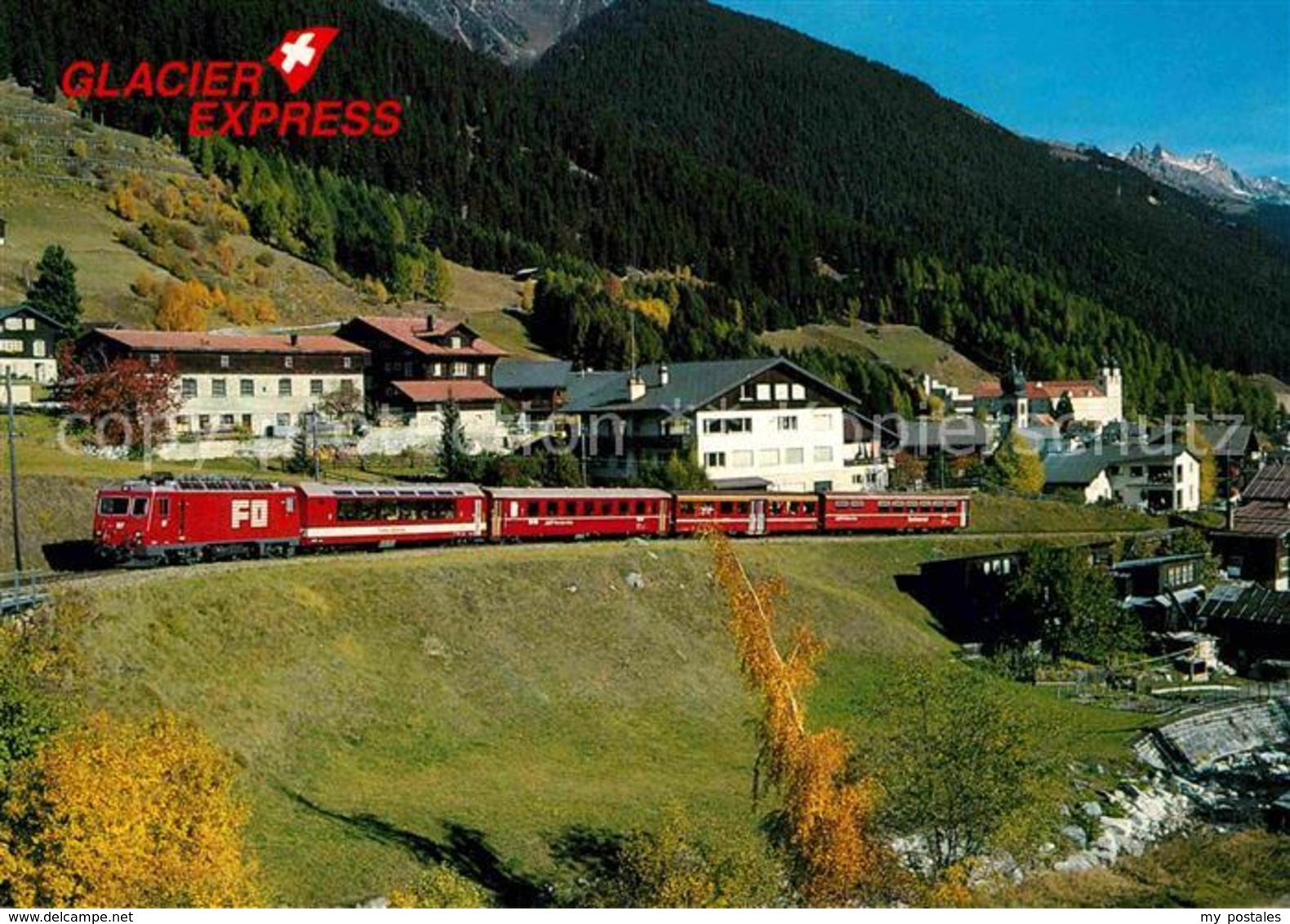 12879011 Furka-Oberalp-Bahn Brig-Visp-Zermatt-Bahn Schnellzug Glacier-Express Lo - Autres & Non Classés