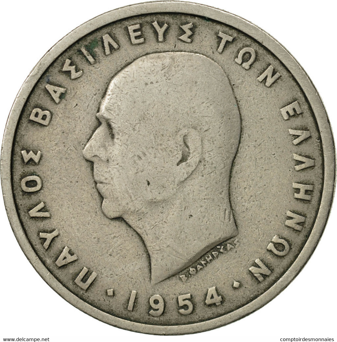 Monnaie, Grèce, Paul I, 5 Drachmai, 1954, TB+, Copper-nickel, KM:83 - Grèce