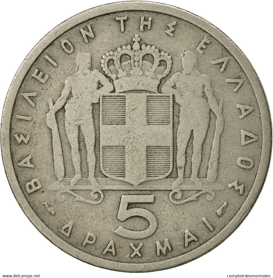 Monnaie, Grèce, Paul I, 5 Drachmai, 1954, TB+, Copper-nickel, KM:83 - Grèce