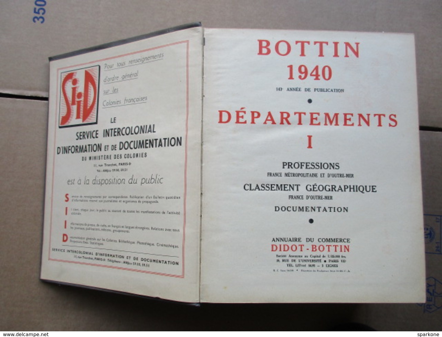 Annuaire du Commerce / Didot-Bottin / Départements + Professions et France d'Outre Mer de 1940