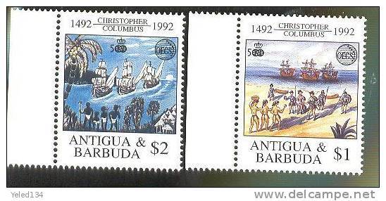 ANTIGUA  & BARBUDA   1599-1600  MINT NEVER HINGED SET OF STAMPS  OF DISCOVERY OF AMERICA ; SHIPS - Bateaux