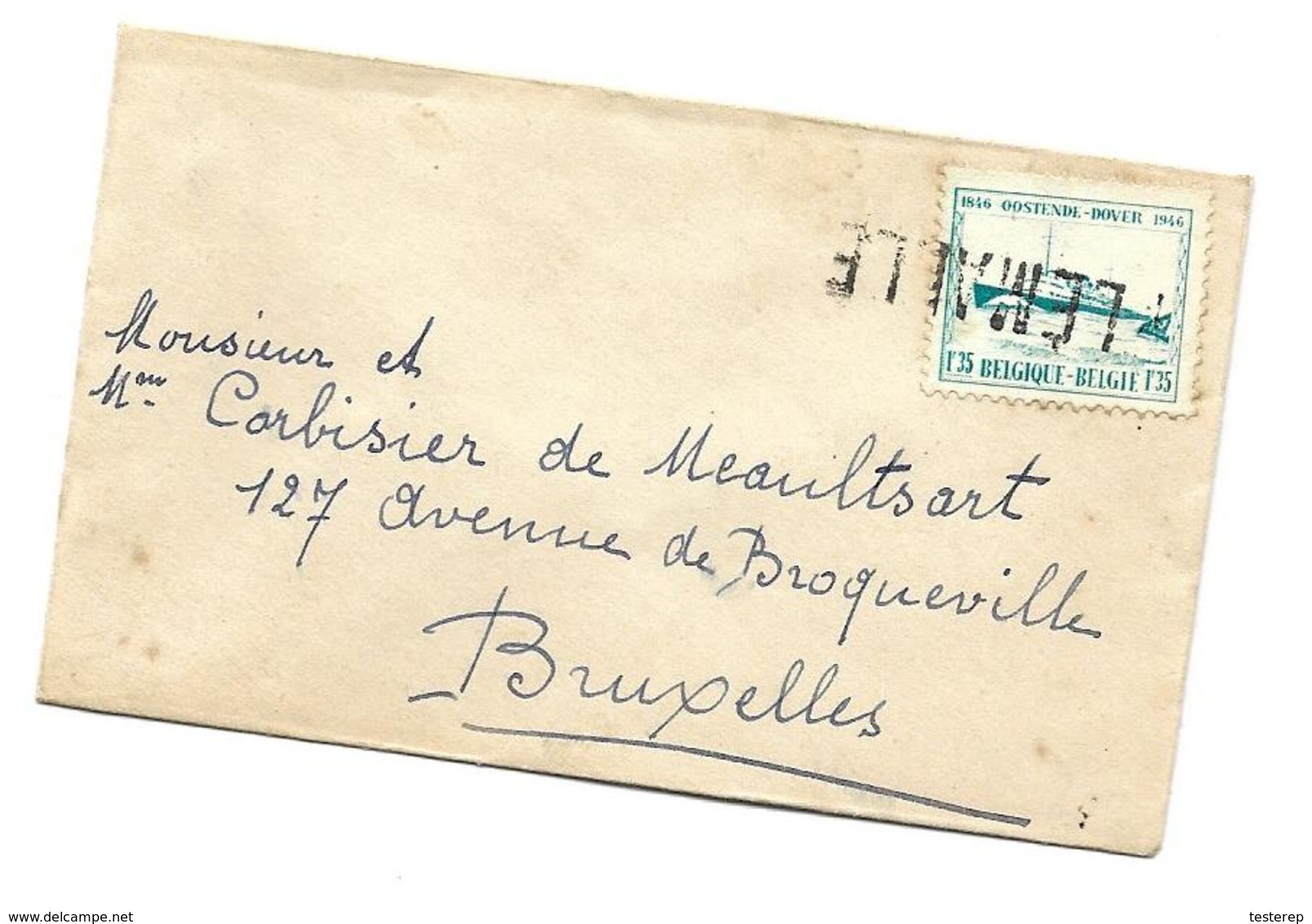 CARTE VISITE N° 725 OOstende-Dover Met Naamstempel FLEMALLE - 1948 Esportazione