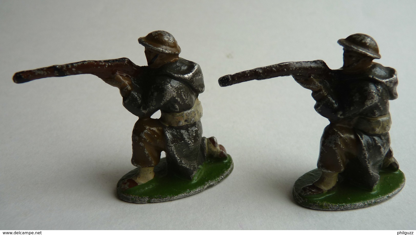 LOT FIGURINE QUIRALU  RARE 2 FIGURINES SOLDATS ANGLAIS TIREUR FUSIL A GENOUX TABOR GOUMIER - ALUMINIUM SOLDAT - Quiralu