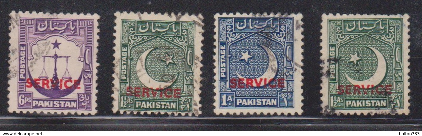 PAKISTAN Scott # O15, O18, O38-9 Used - Star & Crescent Service Overprint - Pakistan