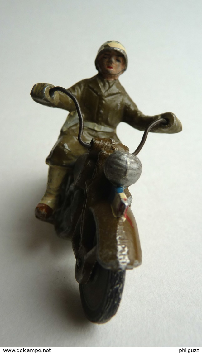 RARE FIGURINE QUIRALU SOLDAT PM POLICE MILITAIRE MOTARD - ALUMINIUM Moto - Quiralu