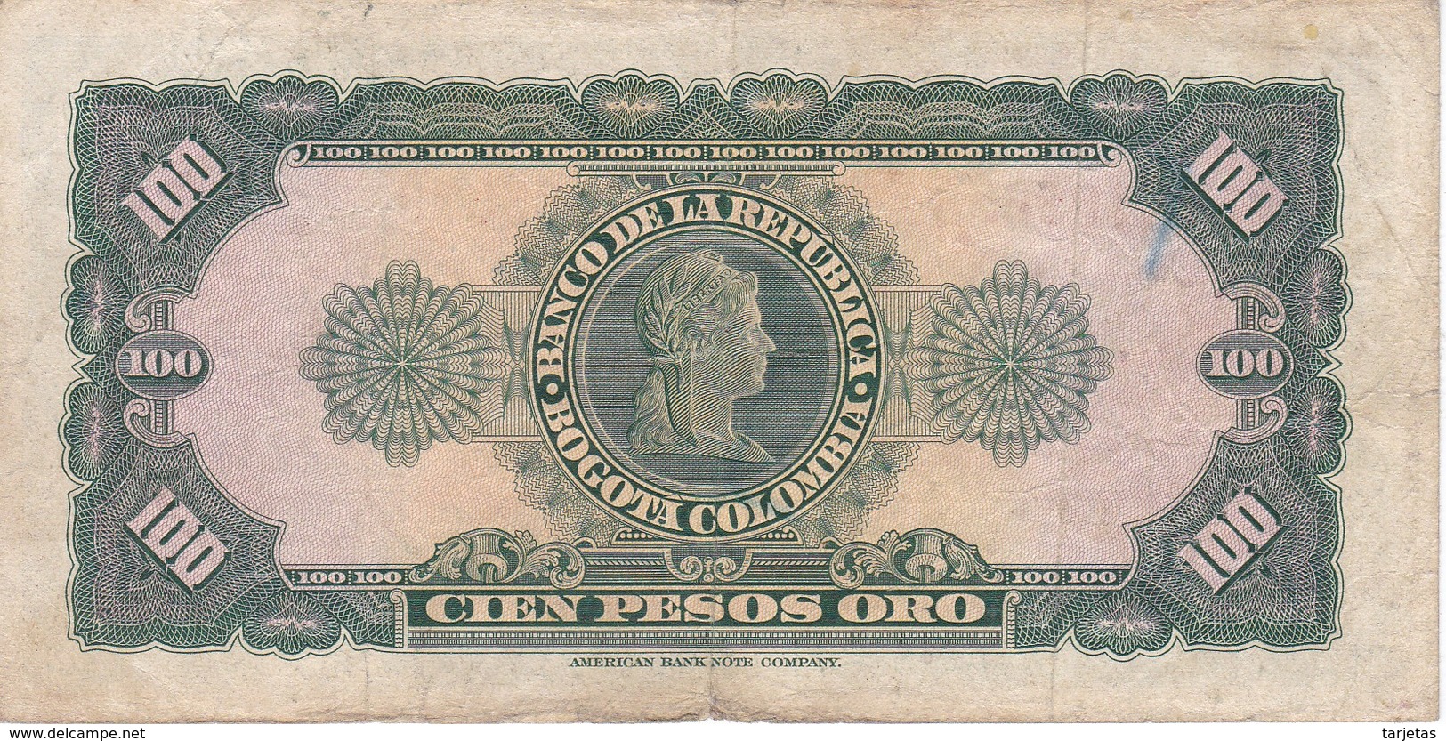 BILLETE DE COLOMBIA DE 100 PESOS DE ORO DEL AÑO 1960  (BANK NOTE) - Colombie