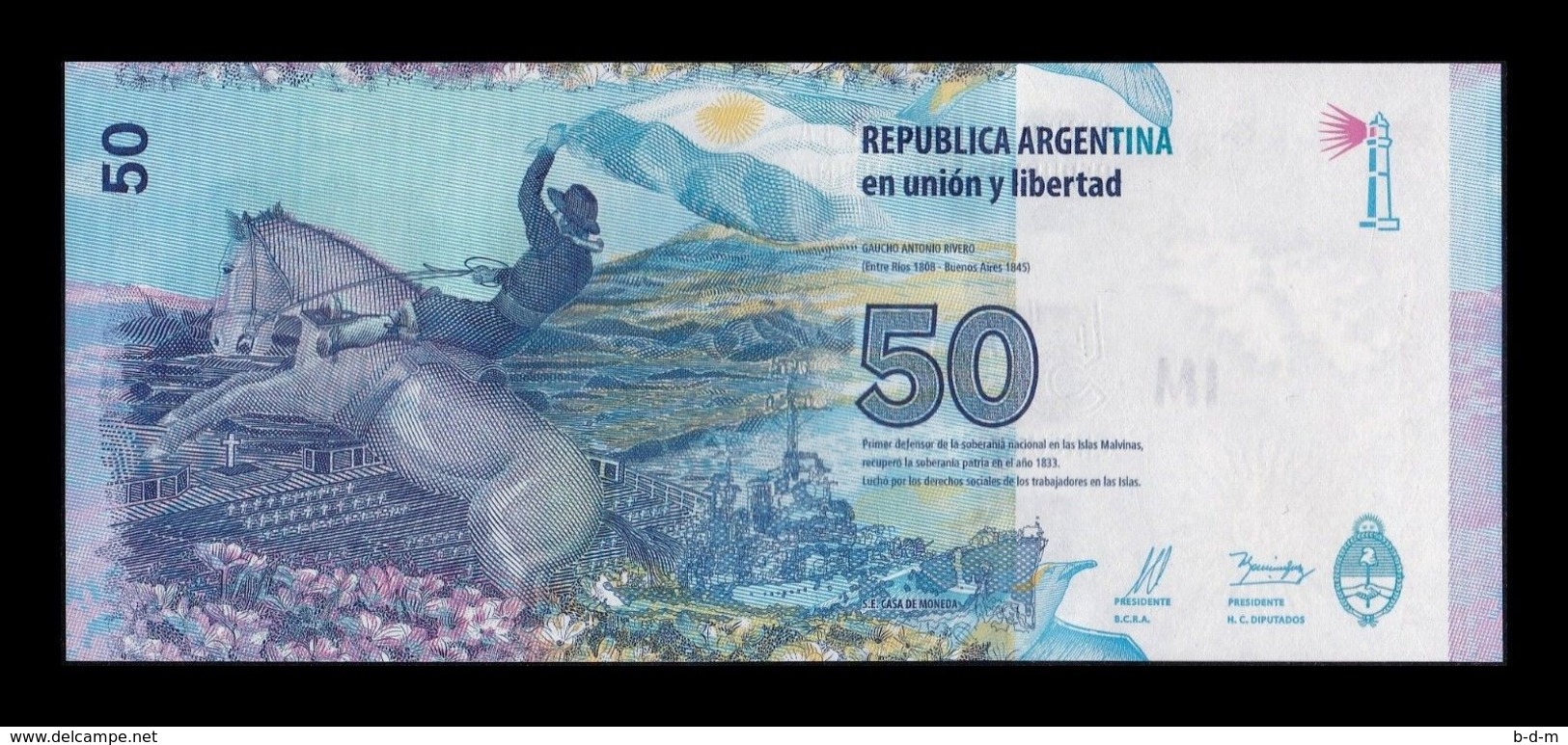 Argentina 50 Pesos 2015 Pick 362r Replacement SC UNC - Argentina